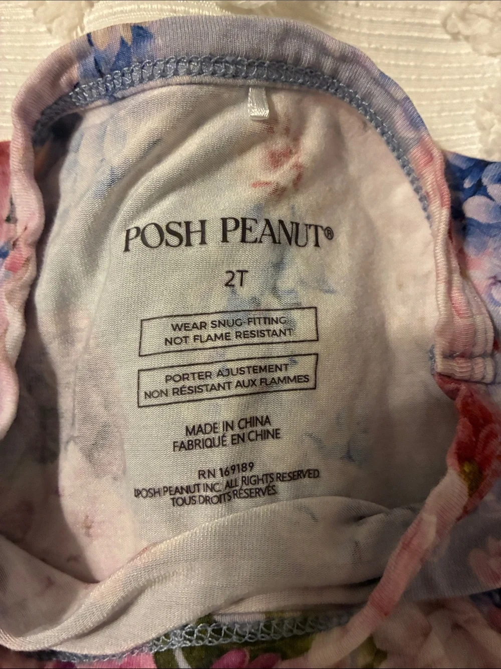 Posh Peanut Lavender Floral Kids Pajama Set - Pink Blue Purple